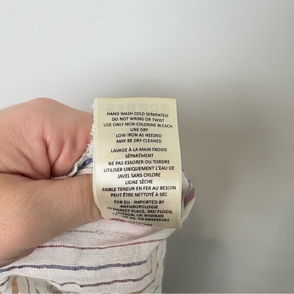 Anthropologie Floreat Itzel Boho Embroidered Halter Top Shimmer Stripes Tassels - Picture 8 of 8